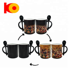 Personalized Color changing cartoon coffee mug with spoon
